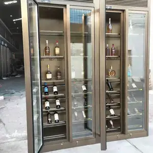 意式轻奢玻璃酒柜带灯靠墙餐厅边柜现代极简落地玻璃柜家用储物柜