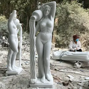 大理石西方女人倒水石雕别墅流水欧式人物石雕装饰