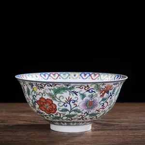 景德镇陶瓷器寿碗定制 中式家用骨瓷饭碗 复古陶瓷餐具礼品碗