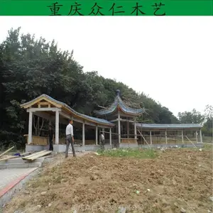 江津公园仿古烟雨长廊 传统实木长廊 樟子松琉璃瓦长廊设计安装 众仁木艺