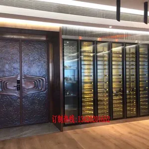 厂家直销不锈钢恒温酒柜定制不锈钢酒架玫瑰金 不锈钢酒柜隔厅柜