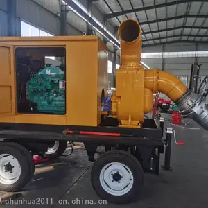 10寸柴油机自吸泵 大流量高扬程水泵 防汛应急排涝用柴油机水泵 移动拖车型柴油机水泵