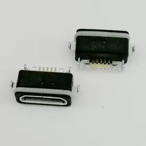 B型 MICRO USB 5PIN沉板防水母座 四脚沉板DIP贴板式SMT带防水胶圈