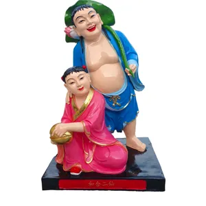 和合二圣寒山拾得神像制作1.7米和合二仙月老仙师树脂佛像