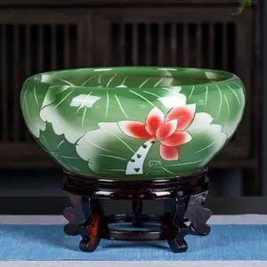 景德镇陶瓷器养金鱼大缸乌龟盆水培植物睡莲碗莲水缸桌面摆件