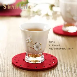 金箔***茶具茶杯 陶瓷主人茶杯 白瓷会议礼品 工艺品定制批发