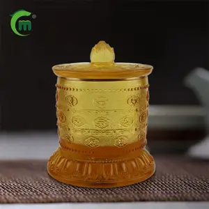藏式手动琉璃转经简客厅佛堂***双层浮雕藏族家用桌面装饰品摆件