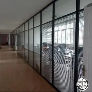 西安莲湖办公室玻璃隔断墙钢化磨砂铝合金中空双层百叶窗隔音高隔断墙