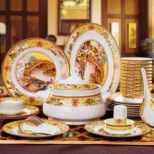 合元 陶瓷餐具定制 釉中彩清明上河图套装碗盘 家用中国风简约中式碗碟