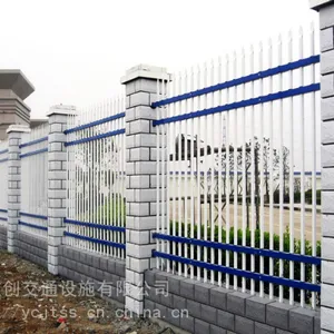 厂家直销三横梁带花尖头围墙栅栏 镀锌方管围墙防护栏 量大从优