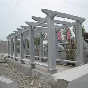 公园景区用石材长廊 户外休息遮阳石雕廊架 青石葡萄架花架定制厂家