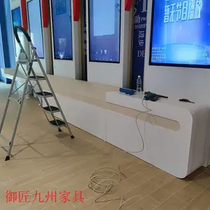 全木家具 多层板油漆吧台 大理石台面水吧 带灯书柜 装饰展架