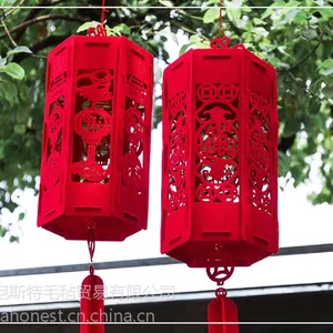 2019新款灯笼无纺布植绒宫灯元旦春节毛毡布装饰品批发新年喜庆