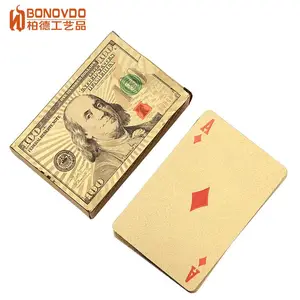 来图定制卡砖金箔单面彩印美元100羽毛款扑克卡牌创意桌游娱乐卡牌