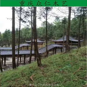 户外碳化木传统长廊 芬兰木仿古烟雨长廊施工安装 众仁木艺