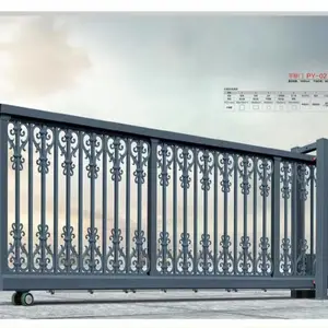 铝合金电动伸缩门直线门智能悬空***段滑门无轨折叠工厂庭院大门