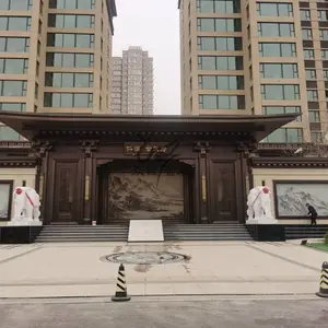 中式不锈钢门楼 钢结构门庭景观铝板小区入口大门屋檐