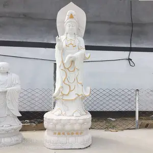 石雕观音佛像 汉白玉滴水观观世音文殊菩萨雕塑 寺院三面观世音加工
