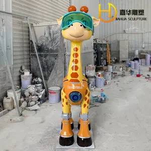 玻璃钢卡通长颈鹿雕塑 网红打卡动物美陈 景观装饰定制