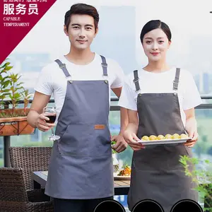 蛋糕店围裙定制 快餐店西餐厅店餐饮服装帆布调节围裙87-1023