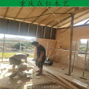 遂宁景区碳化木民宿木屋 防腐木现代别墅 樟子松木房子施工安装 众仁木艺
