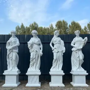 欧式西方人物石雕 汉白玉四季女神雕像 天使雕塑 泉臻