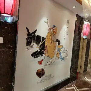 新中式国画彩绘墙面绘制主题壁画设计与墙体彩绘