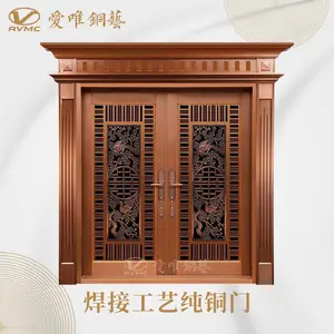 铜门厂家代加工防铜锈防盗真铜门定做手工拉丝焊接花件工序商品房铜门