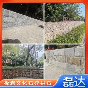 背景墙 碎拼石冰裂纹 施工方便 效果美观大方