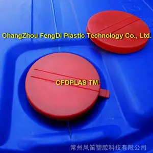 供应200升吹塑桶HDPE红色防水防尘防盗盖