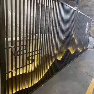 北京别墅庭外定制不锈钢新中式不锈钢屏风雕刻镂空激光技术假山背景墙