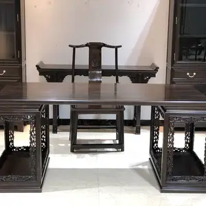 红木家具 毛笔字书写台 写字台桌椅组合 明式家具紫光檀画案