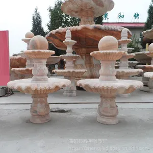 石雕喷泉 ***球流水饰品 晚霞红喷泉流水钵 加工定做厂家直销