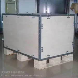 天津木箱厂家定制可拆卸免熏蒸胶合板钢带箱包装箱工业设备机械钢边木箱
