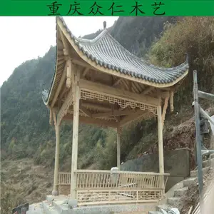 丰都景区实木彩绘凉亭 樟子松双檐仿古凉亭报价 众仁木艺