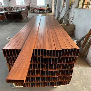 工厂直售铝合金扁管 木纹铝方管规格齐全 长度任意定尺