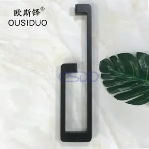 浴室淋浴方玻璃门拉手哑黑色不锈钢方管L型移门推拉门把手扶手