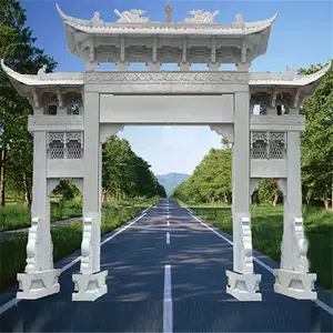祠堂墓地石牌坊建造 花岗岩三门石牌楼 石门楼供应安装