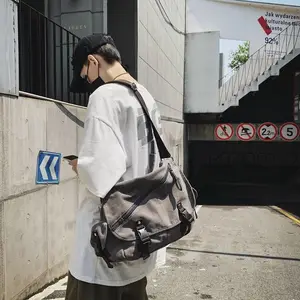 新款帆布包潮搭时尚单肩包大气休闲单肩斜挎包韩版商务通勤男包