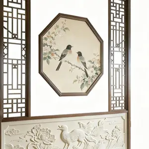 欧 典 龙 - 定制新中式花鸟铝格栅屏风 入户玄关隔断
