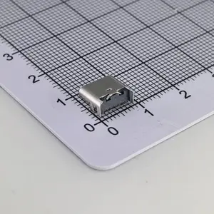 USB 3.1 TYPE C 16PIN 板上6.5 SMT母座 LCP黑胶 端子黄铜 外壳304不锈钢