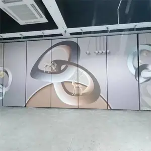 酒店隔断包间活动屏风饭店包厢隔音吊轨移门宴会厅移动折叠隔断墙