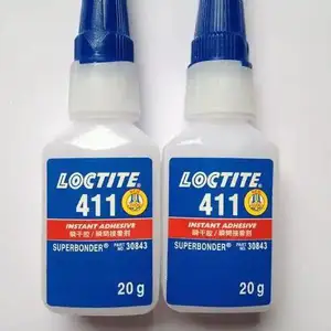 乐泰快干胶LOCTITE 411 增强型抗冲击性能好抗剥离 高粘度金属塑料胶水能填充间隙20G