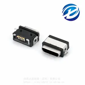 micro防水 全贴片smt 板上5P母座 四脚贴板 定位柱 防水IP67
