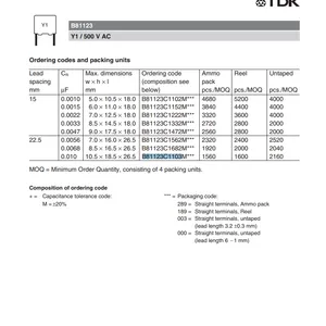 Y1��Ĥ���� ��ȫ������B81123C1103M 0.01uF 500Vac 20%