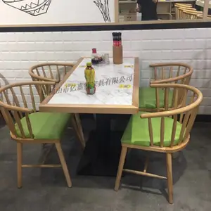 奶茶甜品店适用实木配软坐垫休闲桌椅配套工厂直供