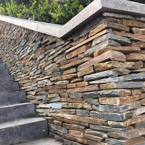 天然文化石 锈色板岩 黄锈色文化石 锈色地板石 锈石板