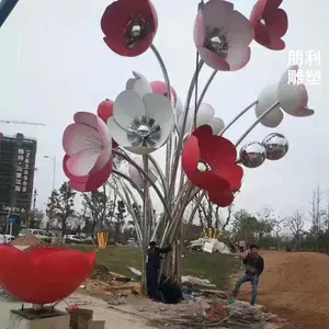 承接景观和铜牡丹花雕塑工厂 小区摆件 体育铜牡丹花雕塑常用
