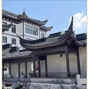 苏式合院景观亭 铝代木仿古建筑中式风雨连廊 四角凉亭水榭