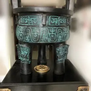 西安三足鼎 仿古圆铜鼎 配底座奠基庆典摆饰